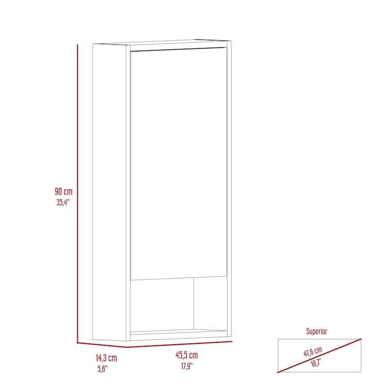 Medicine Cabinet, One External Shelf