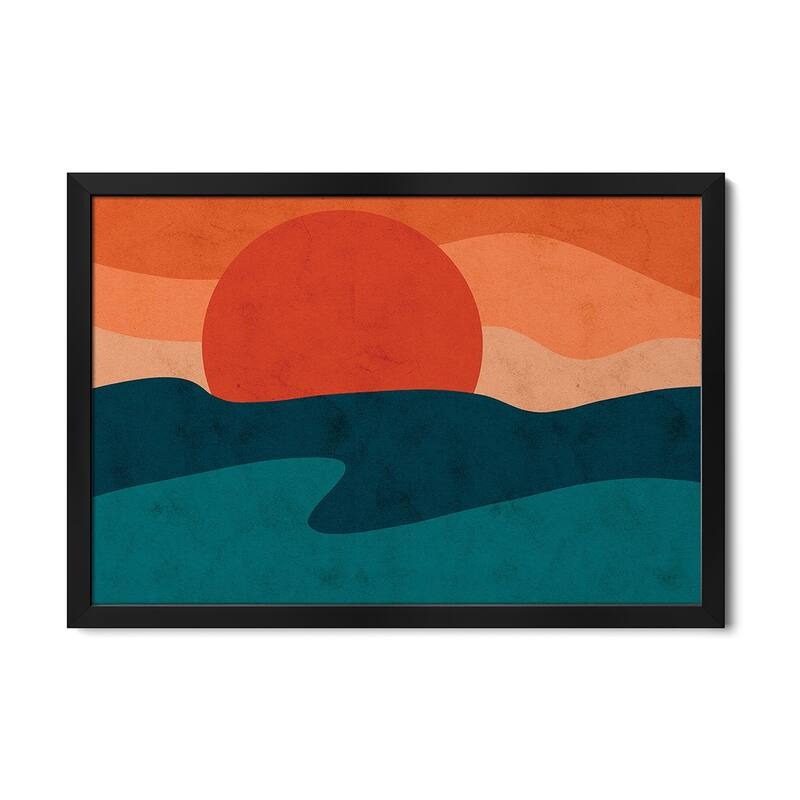 Red Horizon Premium Framed Poster by Reyna Noriega - Black - 24x16x1