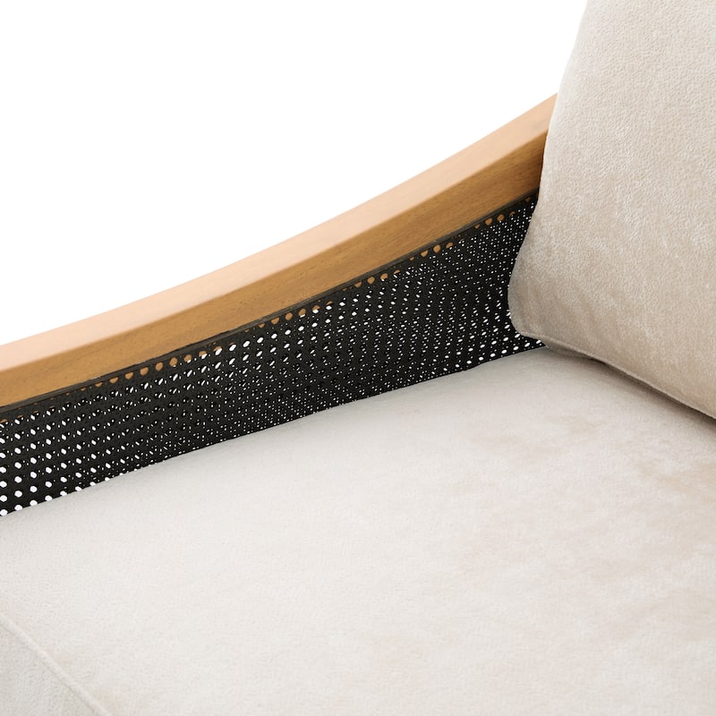 Christopher Knight Home - Riverton Mid-Century Upholstered Loveseat Sofa with Rattan Armrests