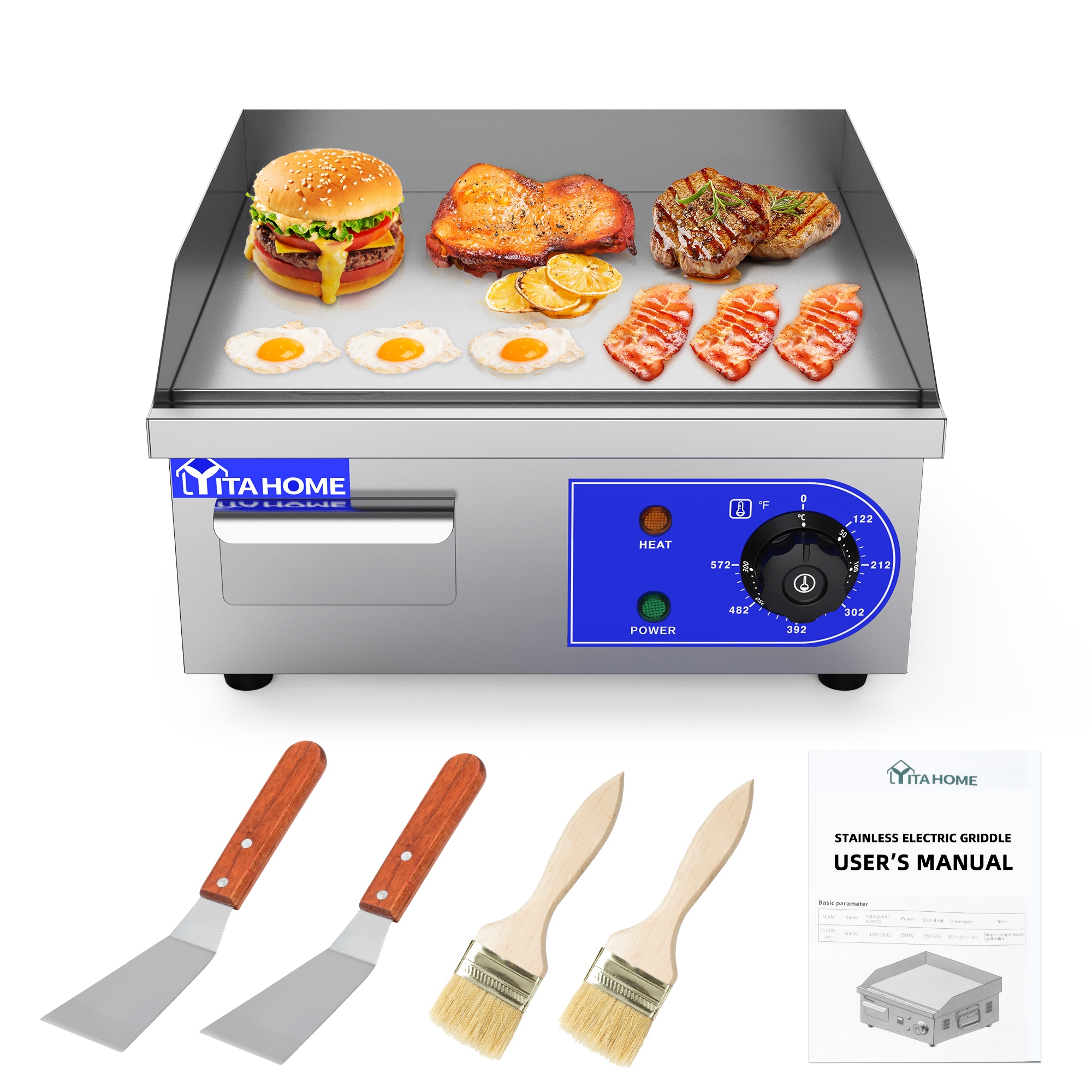 Moasis Commercial Electric Griddle 14 29 Stainless Steel