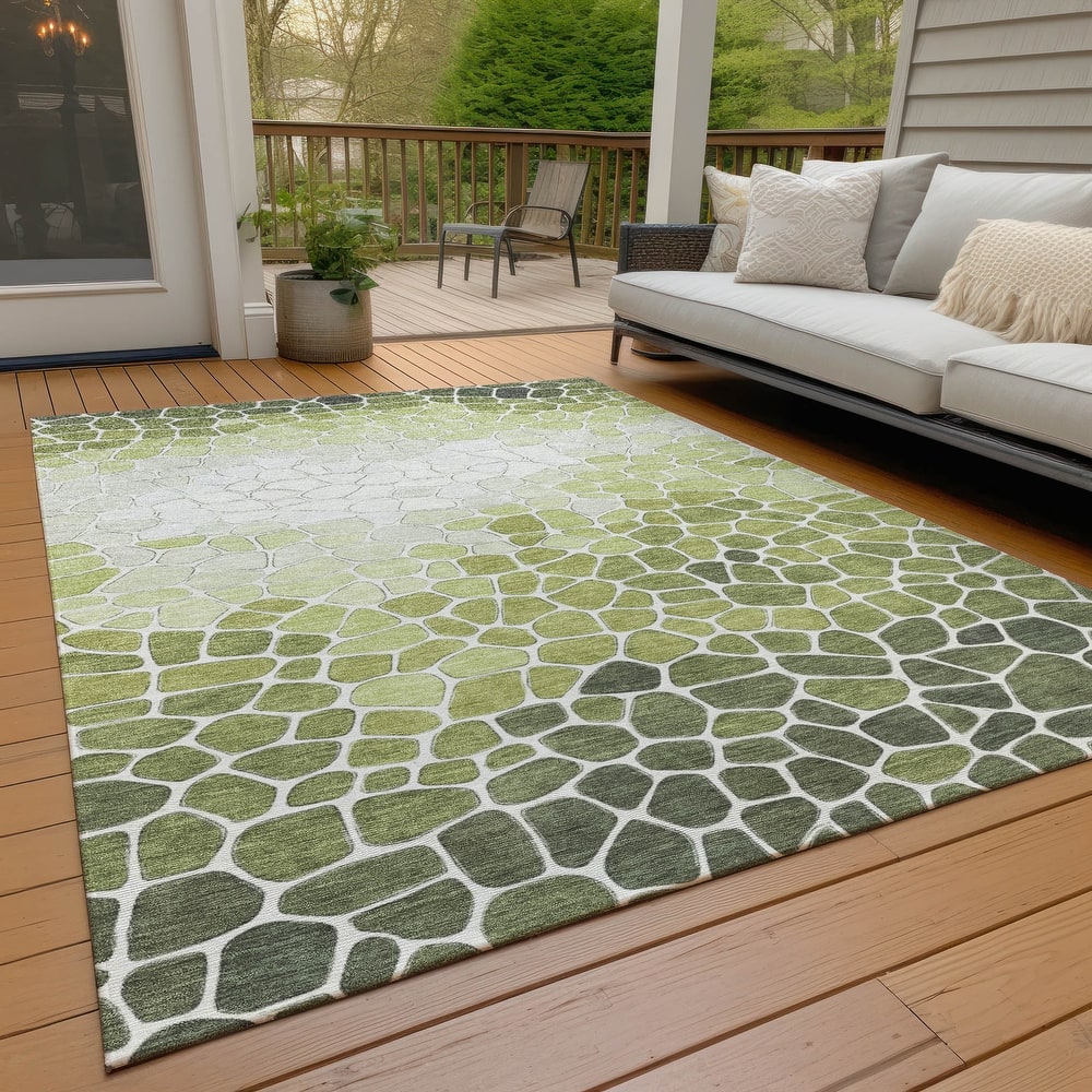 Machine Washable Indoor/Outdoor Contemporary Ombre Chantille Rug