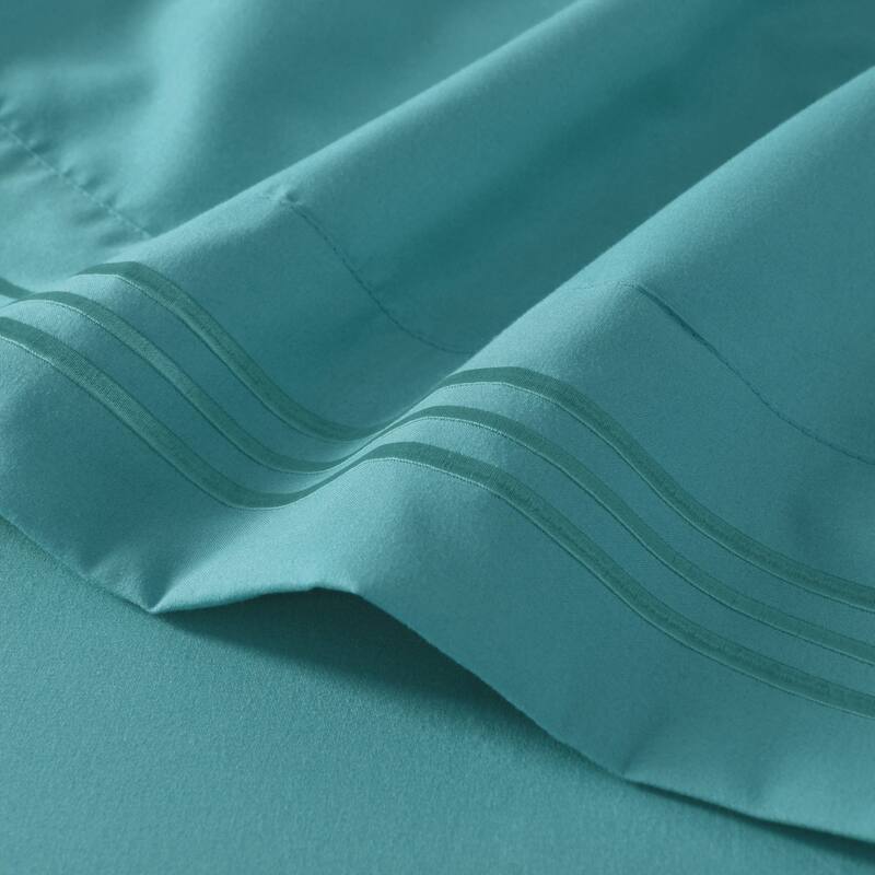 3/4 Pcs Soft Solid & Embroidery Bed Sheets Set