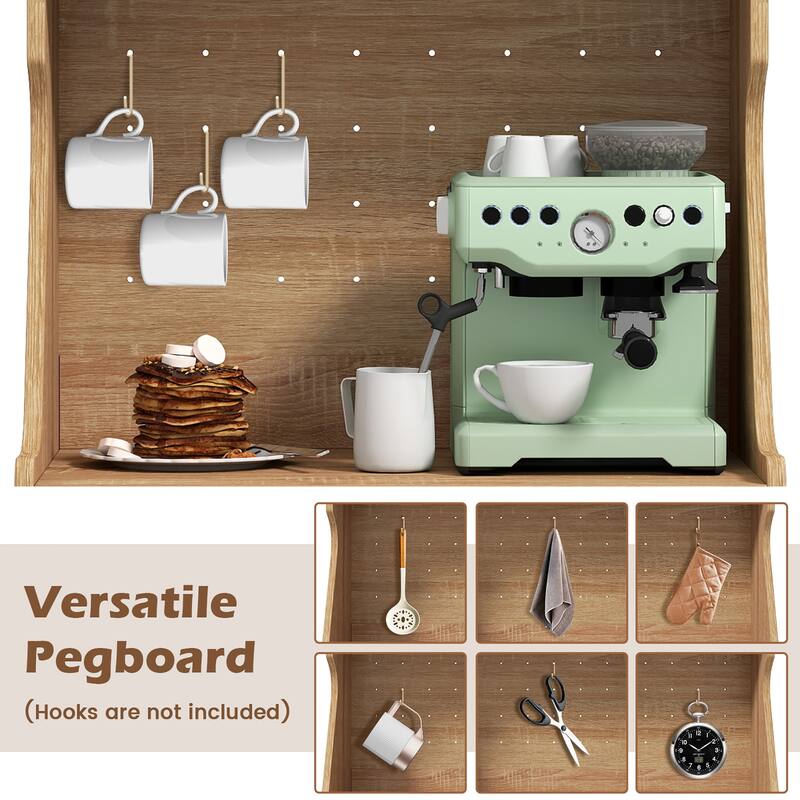 Gymax 2PCS Coffee Bar Cabinet w/Pegboard Storage Drawer & Shelf Buffet