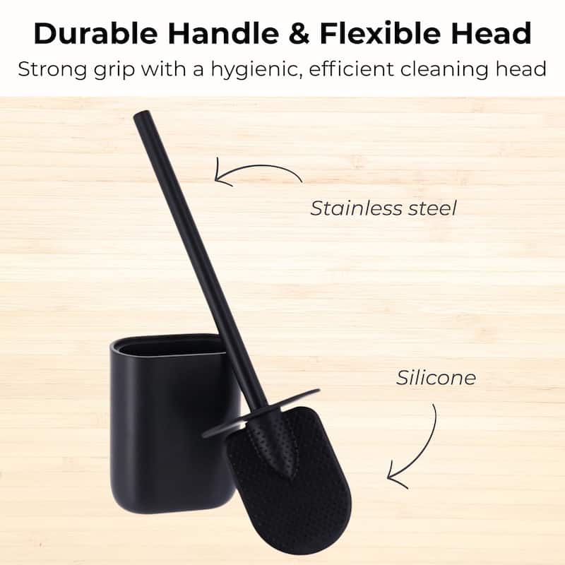 Oval Toilet Brush And Holder Set - 4 L x 2.5 W x 15.25 H