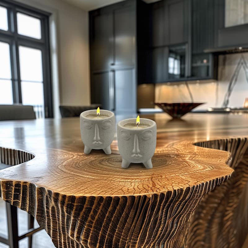 Cream 6 oz Resting Face Ceramic Candle with Light Floral Scent