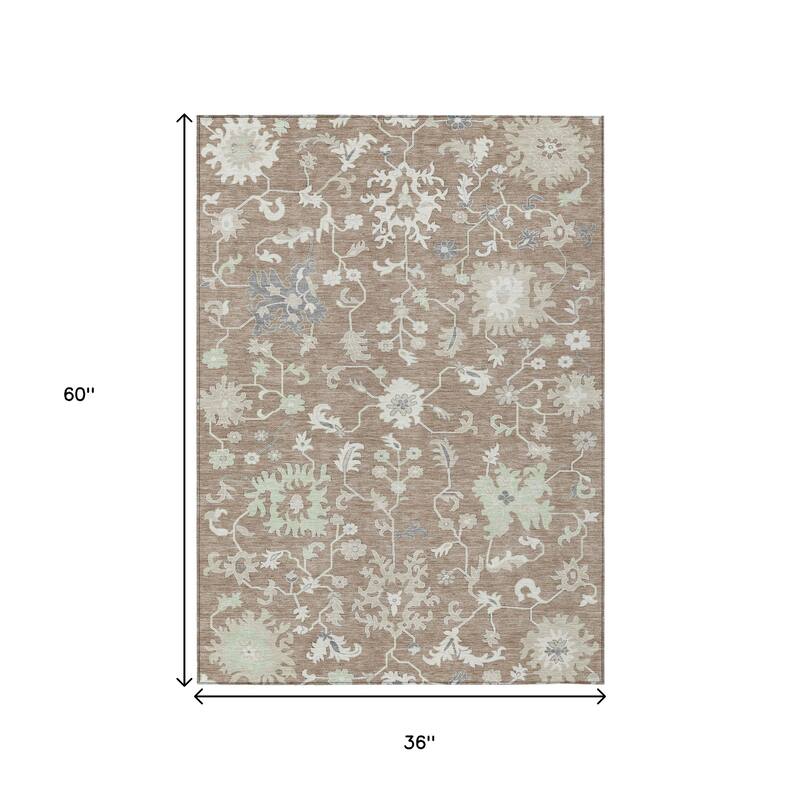 HomeRoots Floral Transitional Rectangle Outdoor Rug