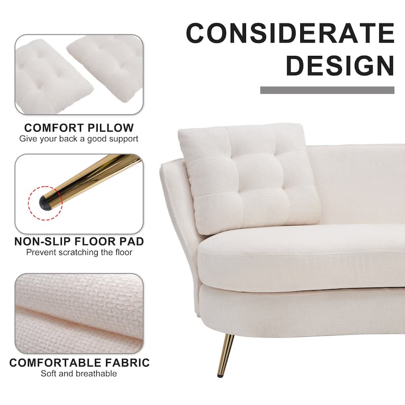 Modern Upholstered Loveseat Sofa with Golden Metal Legs
