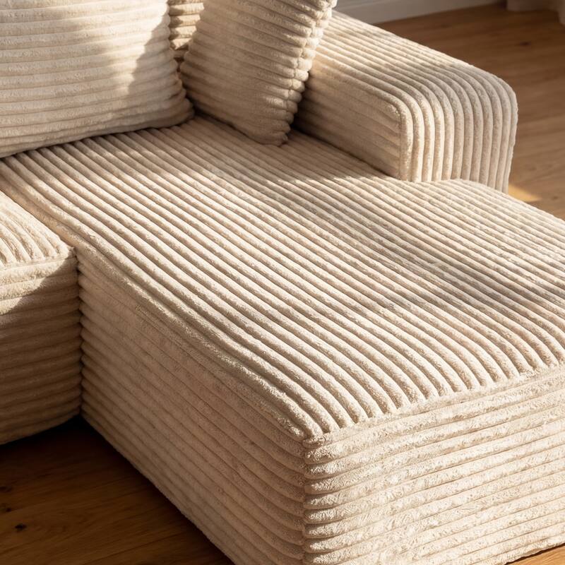 Oversized Modular Sectional Sofa, No Assembly Required, Corduroy Fabric, Deep Seat Cloud Couch with Chaise Foam Sofa