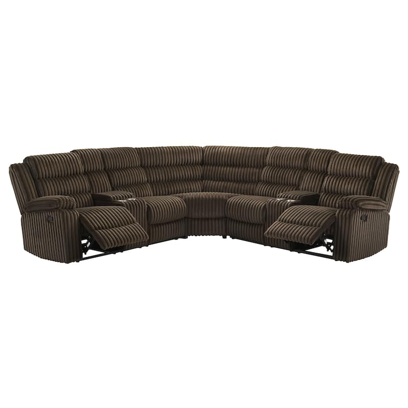 Atkinson Upholstered Reclining Sectional Sofa - 117" x 117" x 40.5" - Chocolate
