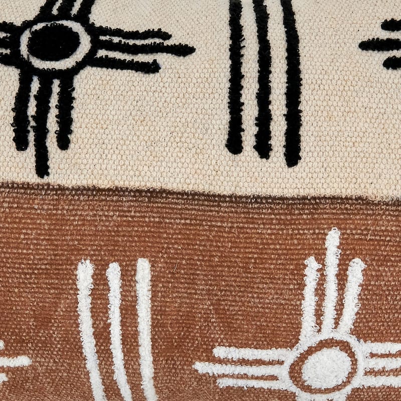 Printed and Embroidered Pillow with Two-Tone Design
