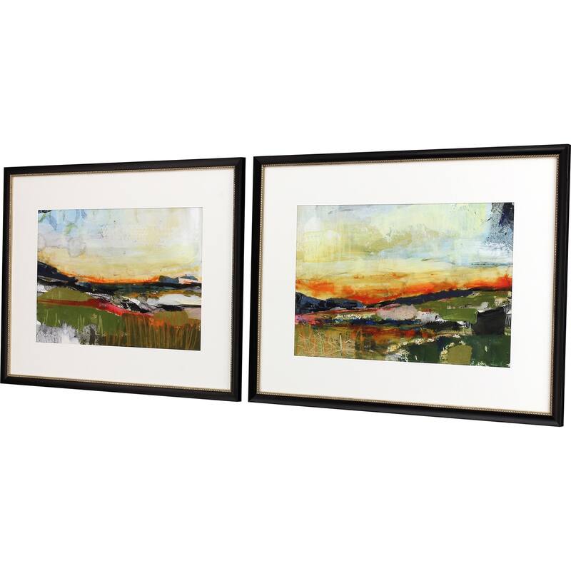 Long Way Home I S/2 Framed Art Giclee Under Glass - Green