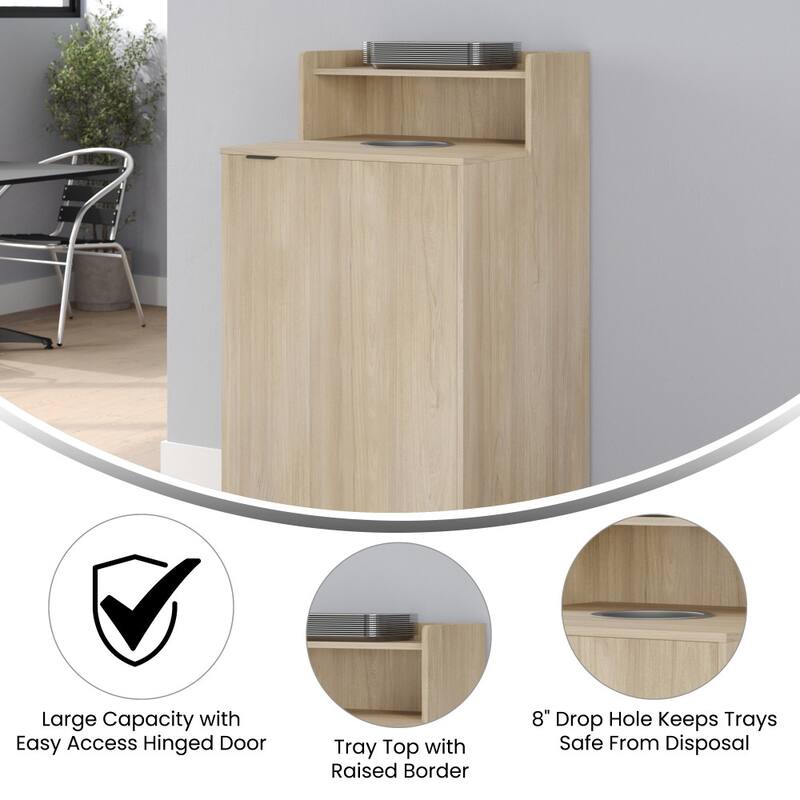Commercial Grade Wooden Tray Top Trash Enclosure with Drop Hole