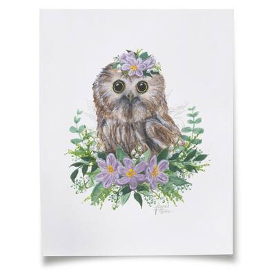 "Woodland Littles 1" - Owl - Individual Paper Print - Unframed - 5" x 7" - Multi