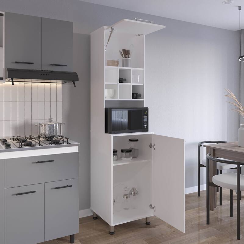 Modern Design Kitchen Pantry, 2 Doors, 4 Legs, 8 Shelves,FSC Certified CPSIA Compliant