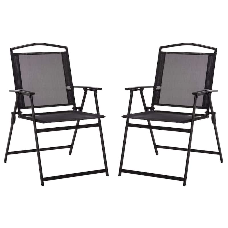 SAFAVIEH Outdoor Living Alvin Folding Chair (Set of 2) - 22"W x 25"D x 36"H - Black/Black