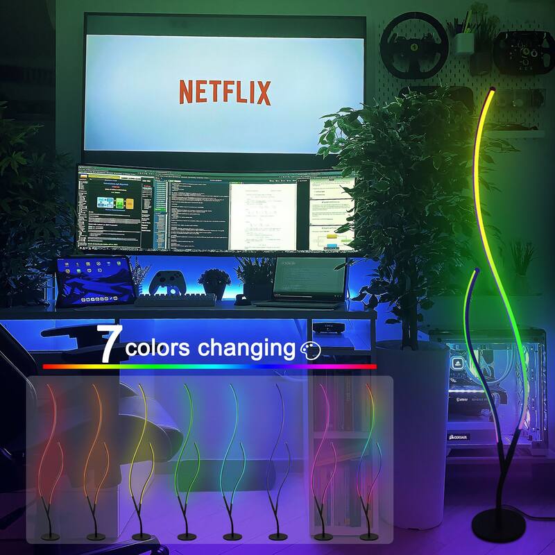 56" Modern Spiral LED Floor Lamp