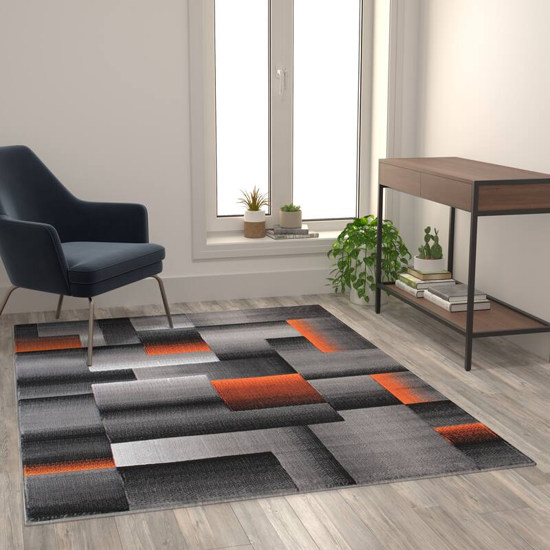 Modern Geometric Style Color Blocked Indoor Area Rug
