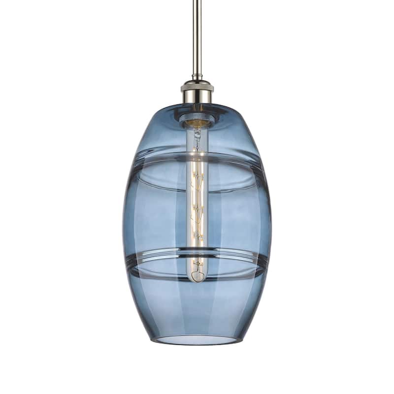 Innovations Lighting 516-1S-10-8 Vaz Pendant Vaz 8" Wide Mini Pendant - Polished Nickel / Princess Blue