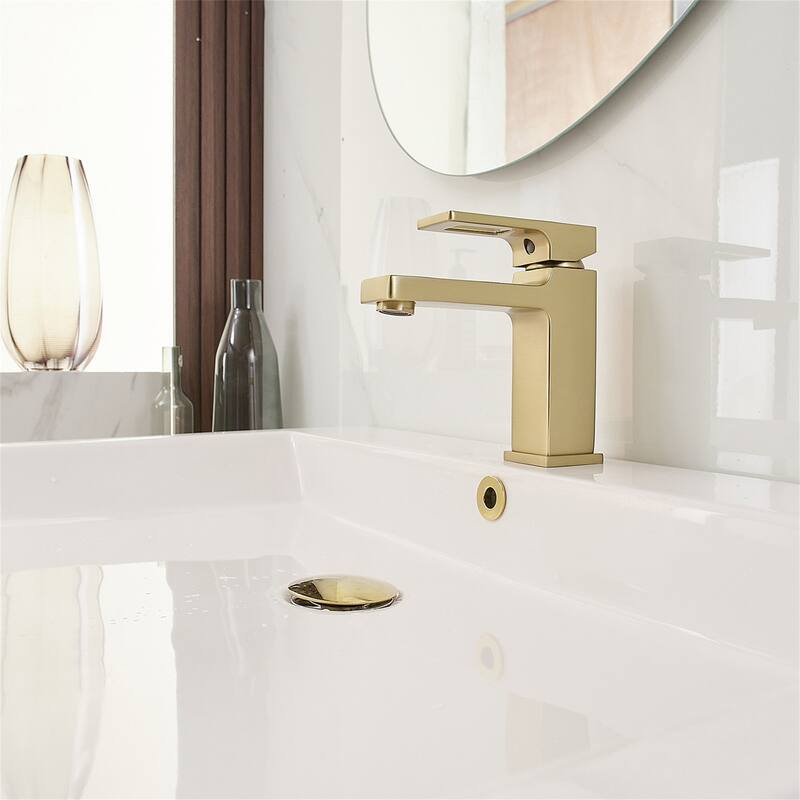 Single Handle Bathroom Faucet with Drain Set 1 Hole Brass Modern Waterfall Bathroom Sink Basin Vanity Faucets