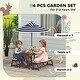preview thumbnail 4 of 7, Qaba Kids Picnic Table, Outdoor Wooden Table & Bench Set with Cushions and Umbrella, Navy Blue