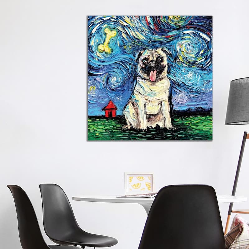 iCanvas "Starry Pug" by Aja Trier Canvas Print - 37x37x1.5