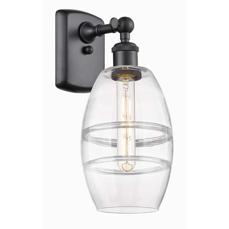 Innovations Lighting 516-1W-10-6 Vaz Sconce Vaz 10" Tall Wall Sconce - Matte Black / Clear
