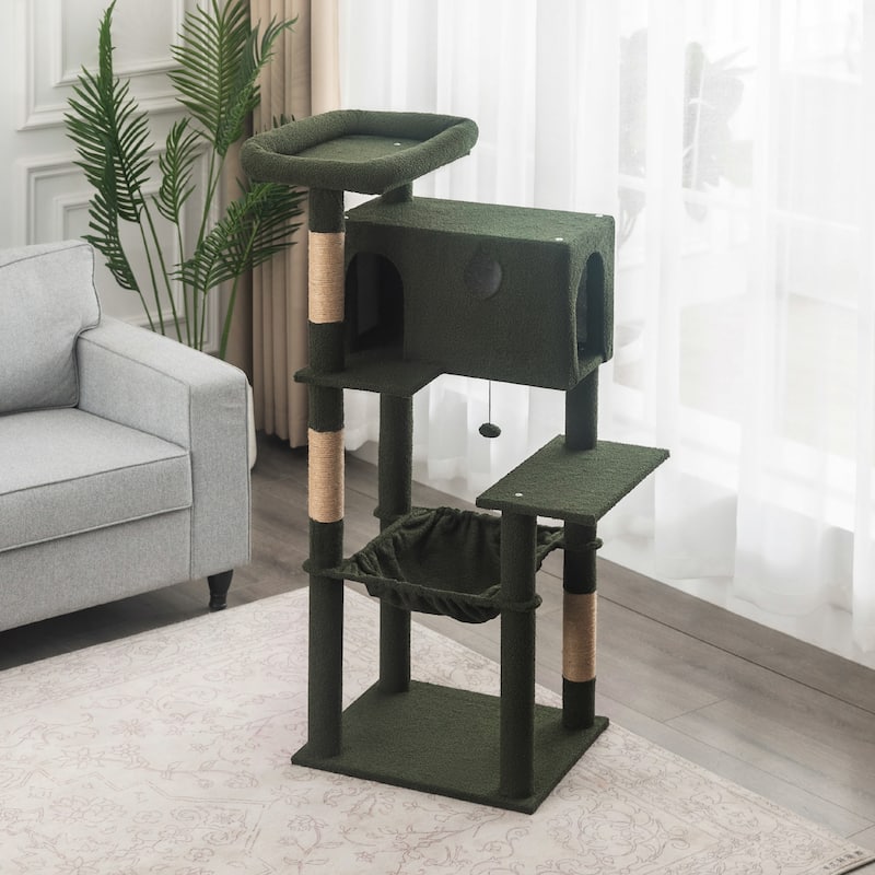 Adeco 52-Inch Cat Tree with Hammock and Condo