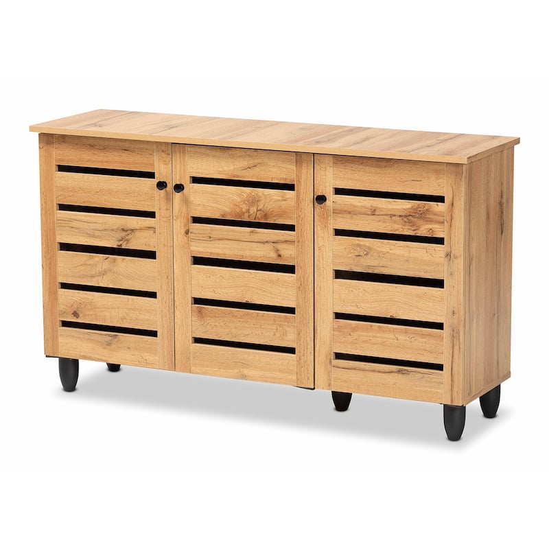 Gisela Modern and Contemporary 3-Door Shoe Storage Wood Cabinet - Brown