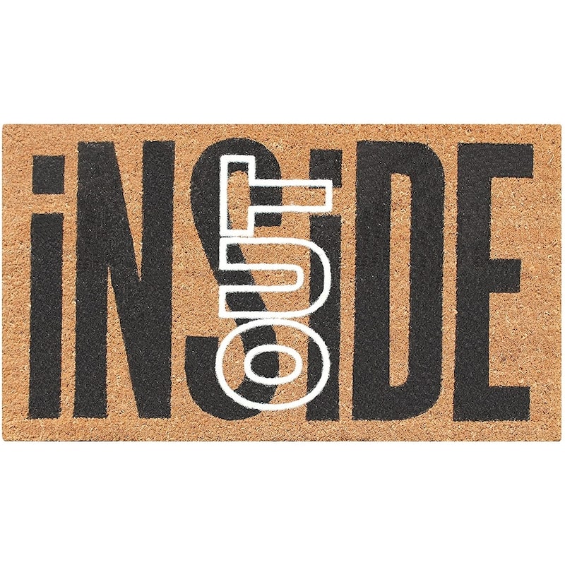 A1HC Natural Coir Doormat with Classic Design PVC Backing,0.75 Inch Pile Height, Natural Color, Front Outdoor Double Doormat - Inside Out
