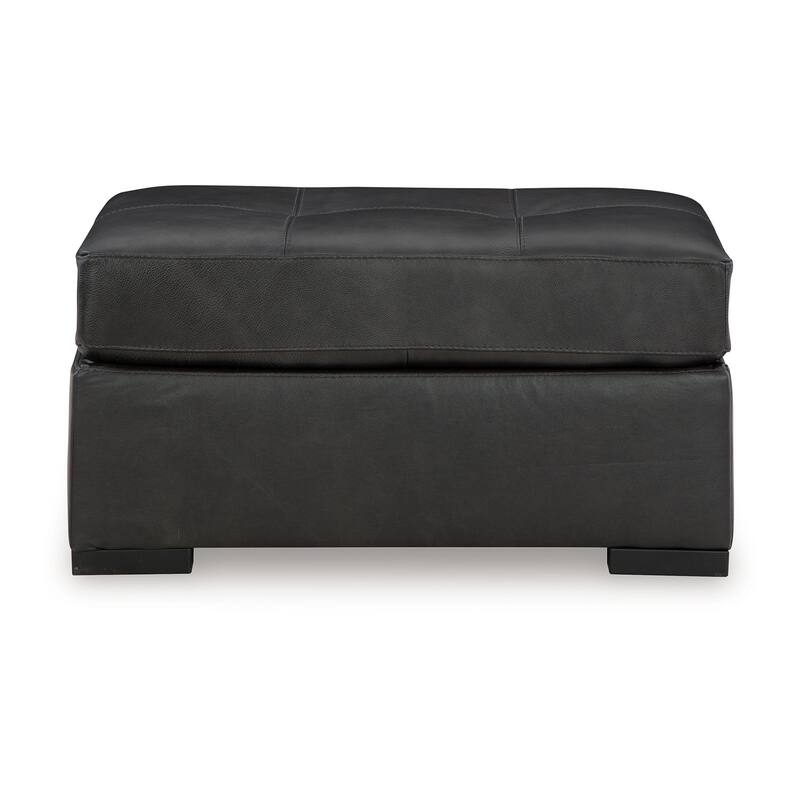 Keaton Oversized Accent Ottoman, Black Faux Leather, 40 Inch