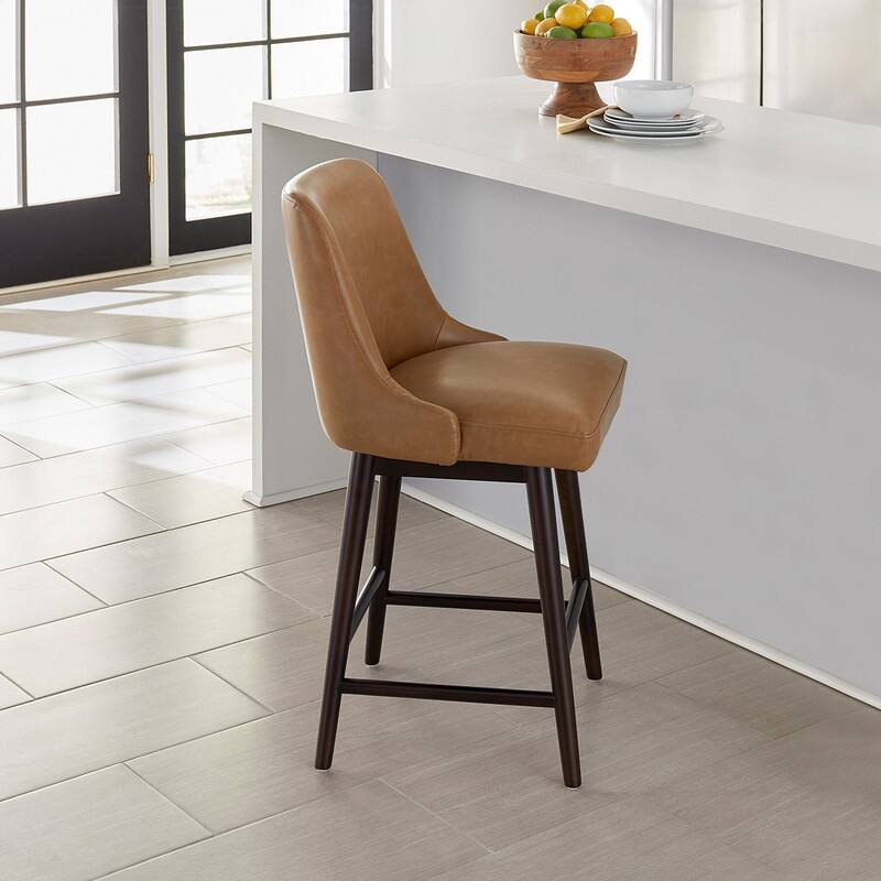 Spruce & Spring Hazel Upholstered Counter Height Swivel Barstool with Back