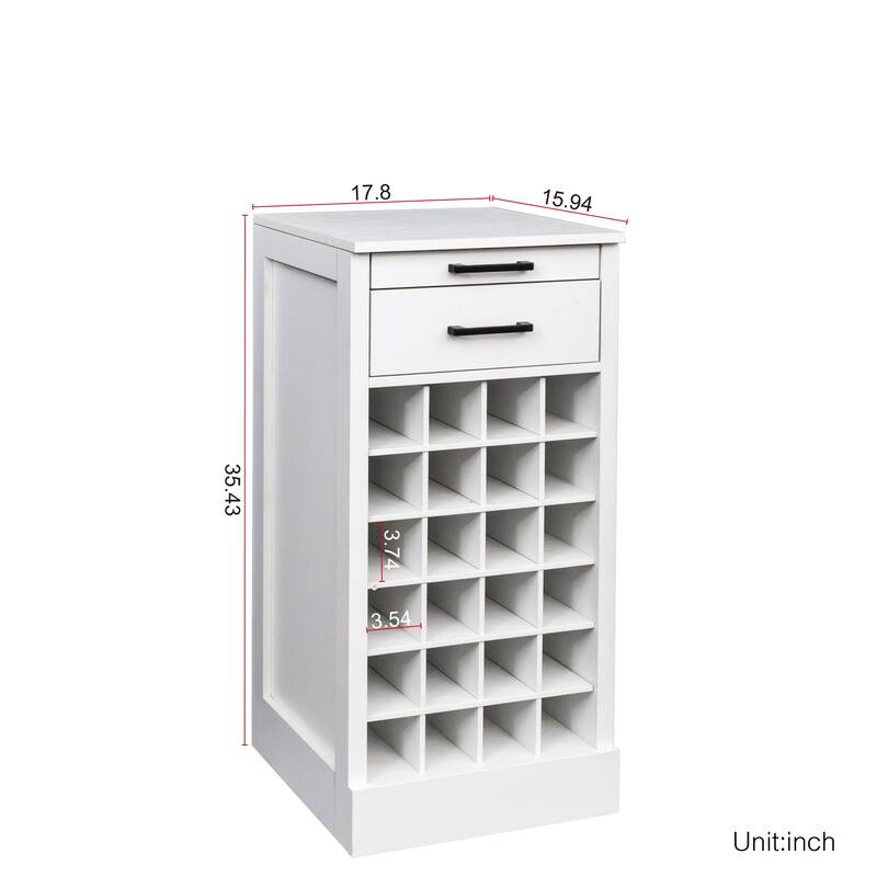 Roomfitters 28-Bottle Wine Cabinet with Drawer, Modular Wine Bar Storage Cabinet for Dining Room or Kitchen