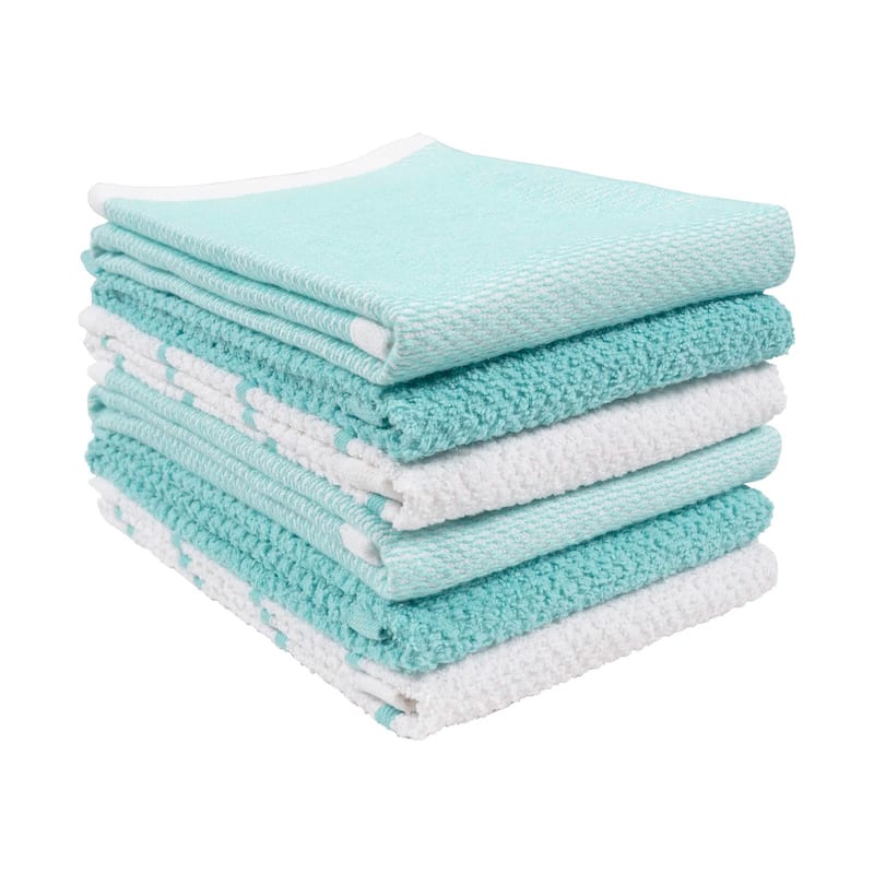 KAF Home Ayesha Curry Mixed Utility Kitchen Towels, Set of 6 - 18 x 28 - Aqua