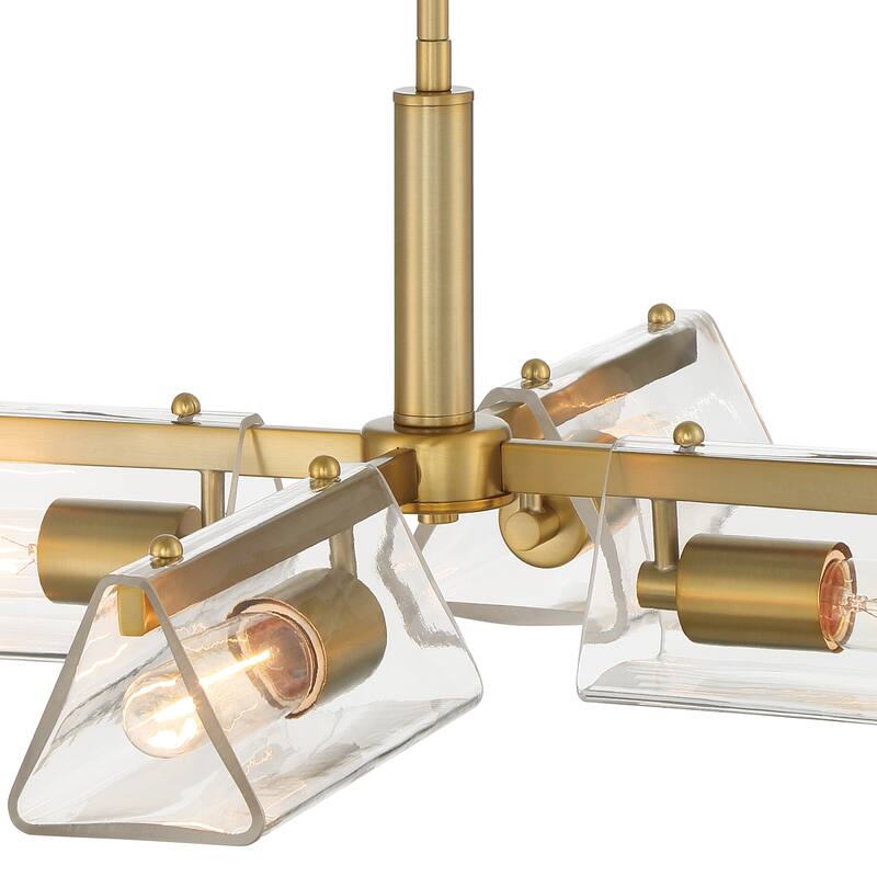 Latitude 24 in. 4-Light Brushed Gold Modern Chandelier with Clear Glass Shades