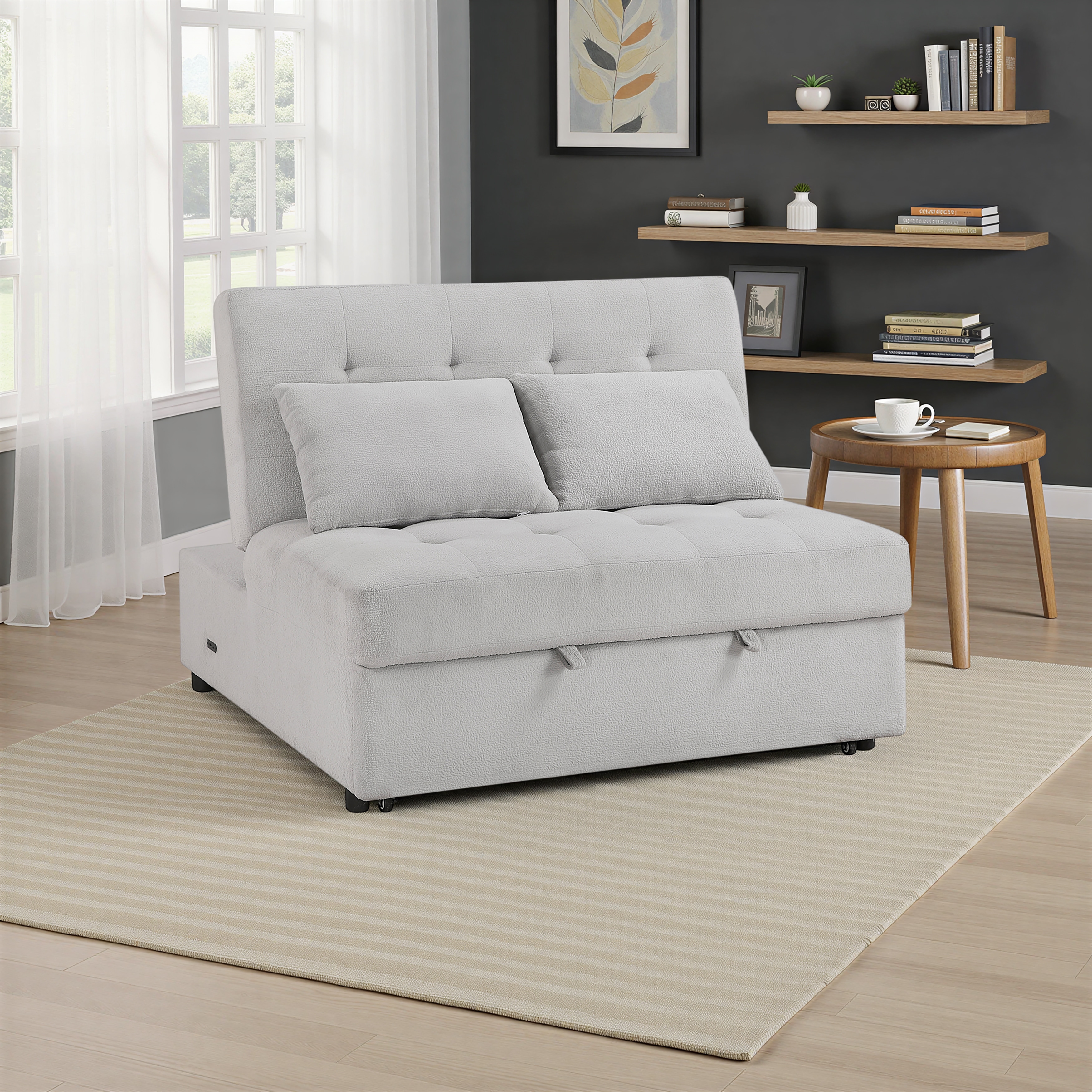 Bellmore 48.5" Convertible Armless 2-Seater with Pull-out Bed