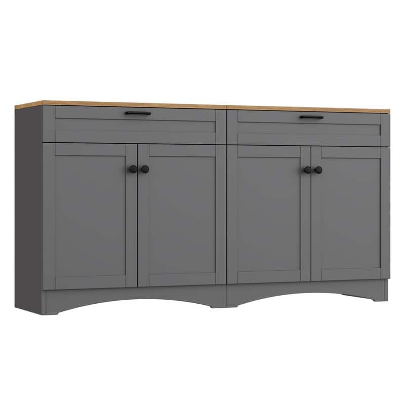 Farmhouse TV Stand 2 Drawers for TVs Up to 70",Mid-Century Buffet Cabinet with Adjustable Shelves