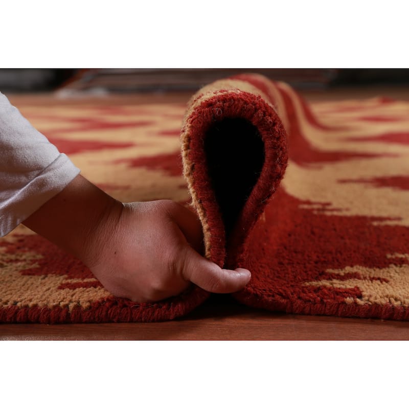 Hand Knotted Oriental 100% Wool Carpet Modern Geometric Oranges & Rust Moroccan Area Rug - 11' 7'' X 9' 5''