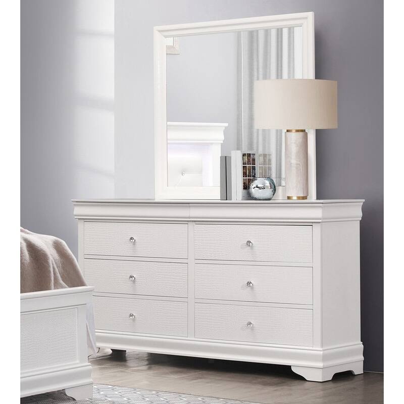 White Modern Glam Bedroom Furniture LED Light Bed Set