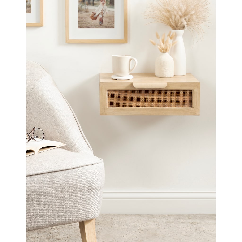 Kate and Laurel Ori Floating Side Table Rattan