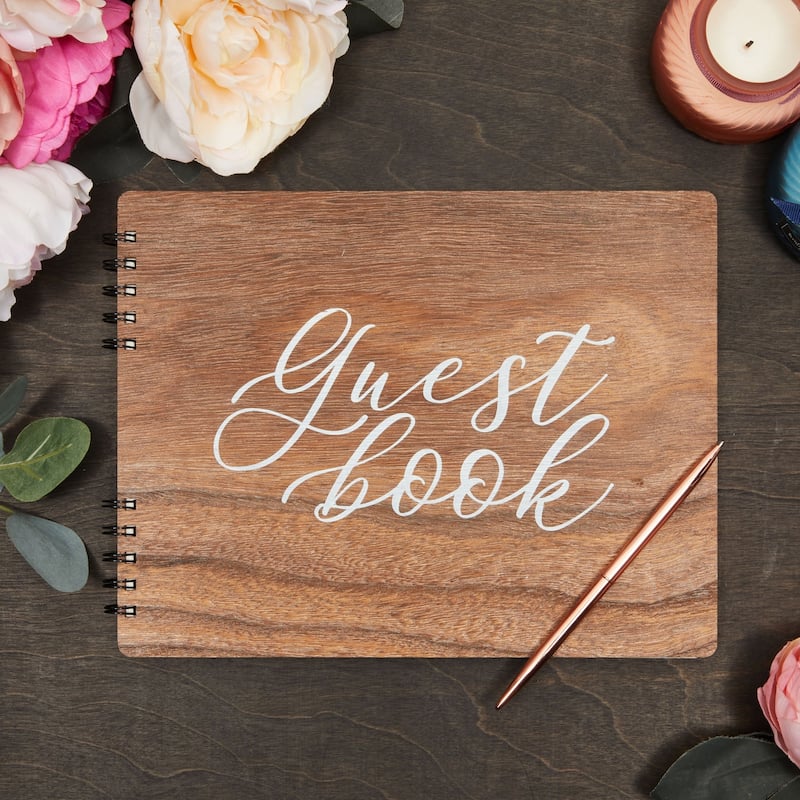 Paper Junkie Personalized Rustic Style Wedding Guest Book for Reception, Rehearsal Dinner (112 pages, 11.25 x 8.75 In)
