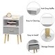 preview thumbnail 12 of 38, Kids Wood Side Table Nightstand With Fabric Drawer and 2-Tier Shelf