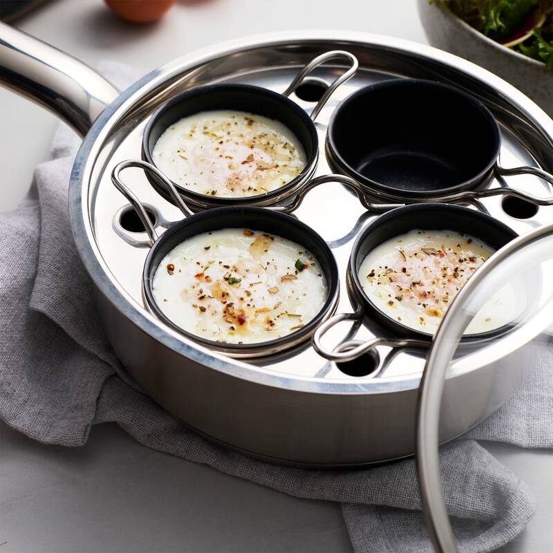 Demeyere Resto 4-cup Stainless Steel Egg Poacher Set - 4-pc