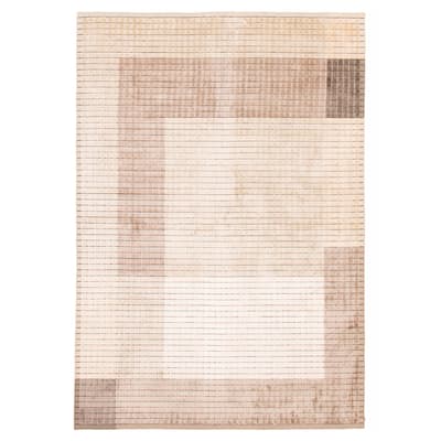 ECARPETGALLERY Hand Loomed Elysian Cream Viscose Rug - 6'7 x 9'5