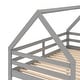 preview thumbnail 7 of 7, Modern Wood Bunk Beds Twin Size, Twin over Twin House Bed with Built-in Ladder, Montessori Floor Bunk Bed Frame with Guardrail