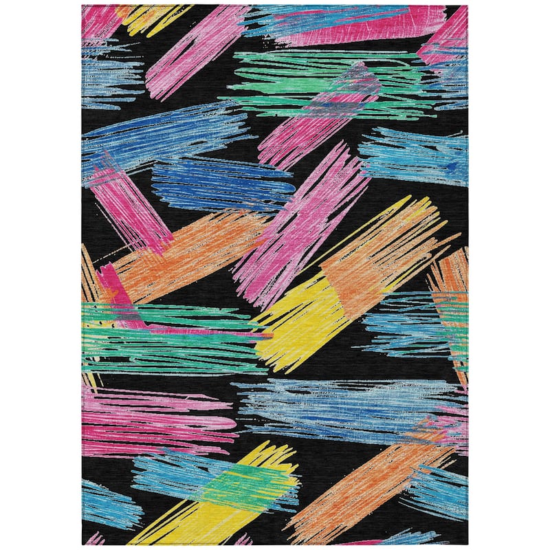 HomeRoots Striped Contemporary Rectangle Outdoor Rug