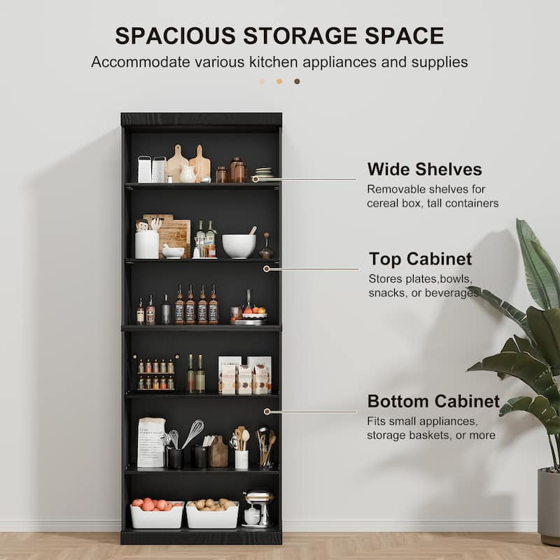 Doorless Wood Bookshelf Storage Cabinet Bookcase&Office Cabinet for Kitchen Bedroom Entryway Living Room Dinning Room