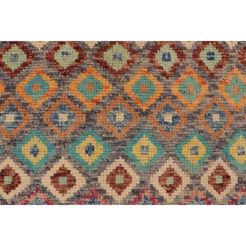 Boho Chic Balochi Torres Gray/Blue Hand Knotted Wool Rug - 4'4'' x 5'8''