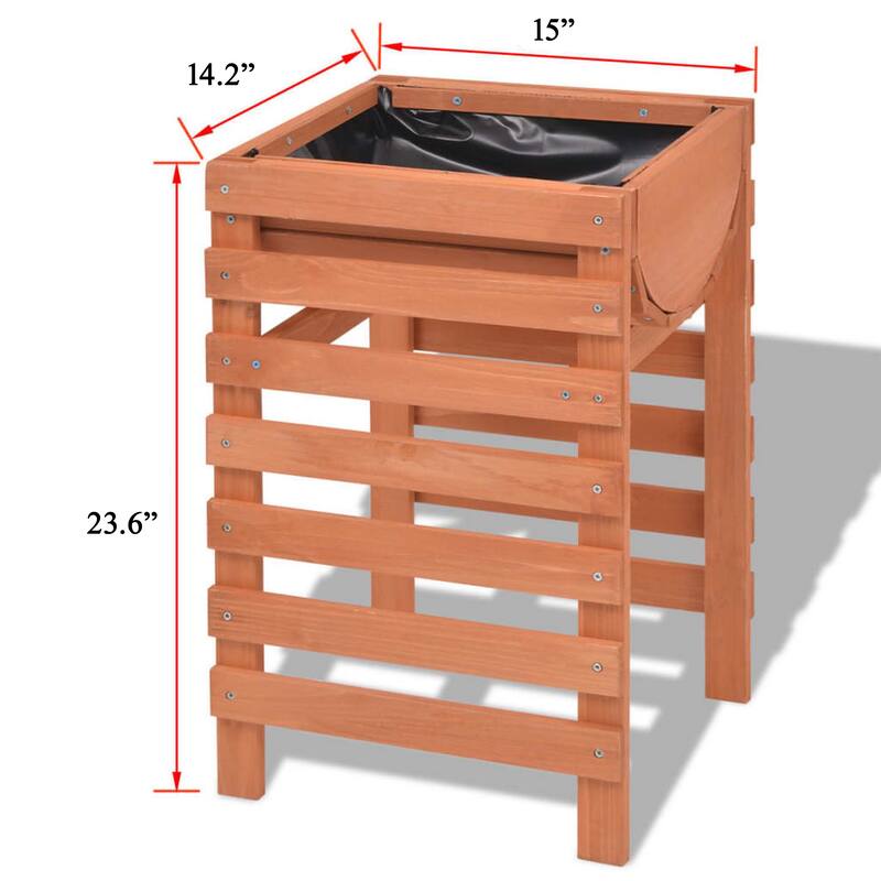 Outdoor Planter with Standing Slatted Design, Natural Brown Fir Wood