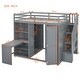 preview thumbnail 5 of 14, Full Grey Wooden Loft Bed w/ Desk, Shelves, Wardrobe w/ Foldable Door Panels