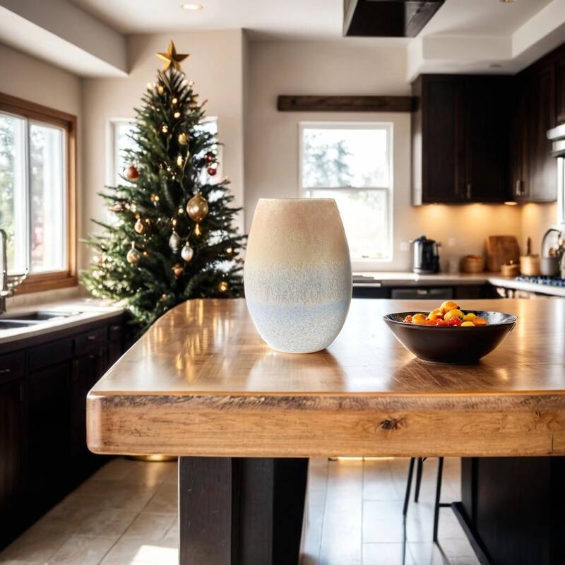 Aria Home Large Oblong Ombre Ceramic Vase Coastal Centerpiece Decor